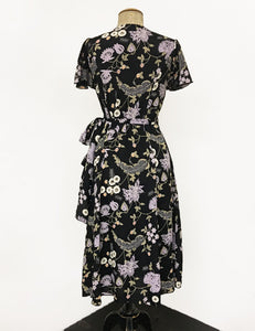 Black & Purple Lavender Fields Biasa Wrap Dress