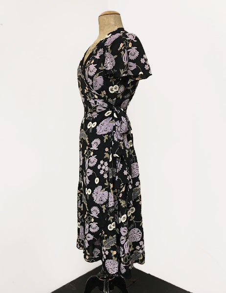 Black & Purple Lavender Fields Biasa Wrap Dress