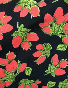 Black & Red Rosebud Print 1930s Venice Beach Balboa Swing Dress
