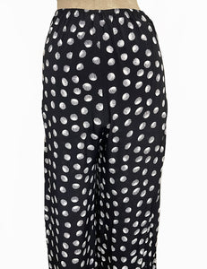 FINAL SALE - Black & White Seashell Mermaid Dot High Waist Palazzo Pants