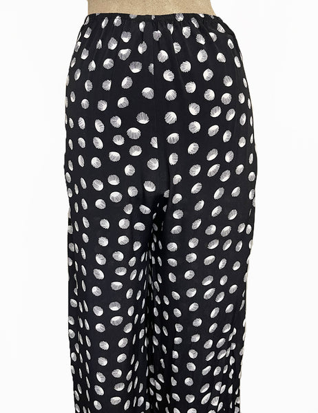 FINAL SALE - Black & White Seashell Mermaid Dot High Waist Palazzo Pants