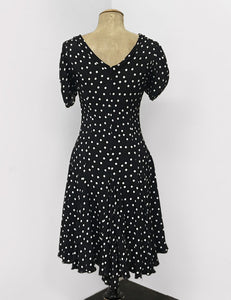 Black & White Dime Dot 1930s Venice Beach Balboa Swing Dress