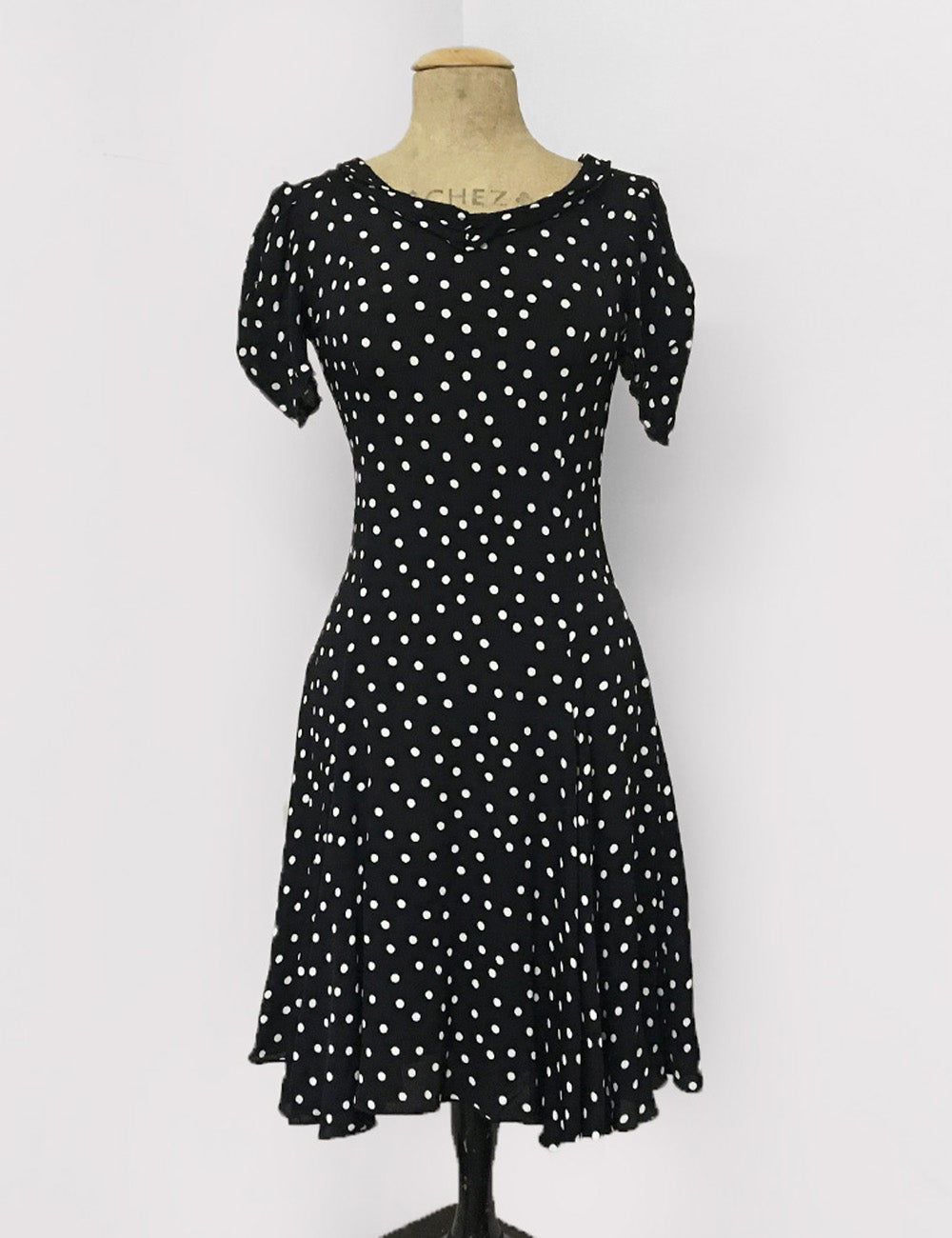 Black & White Dime Dot 1930s Venice Beach Balboa Swing Dress