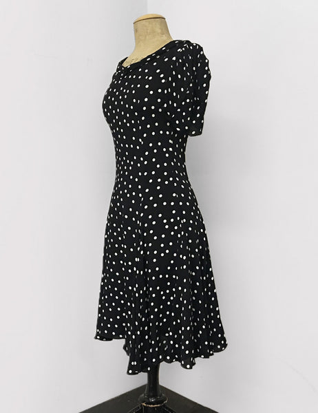 Black & White Dime Dot 1930s Venice Beach Balboa Swing Dress