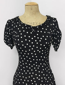 Black & White Dime Dot 1930s Venice Beach Balboa Swing Dress