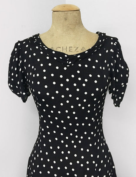 Black & White Dime Dot 1930s Venice Beach Balboa Swing Dress