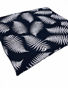 Black & White Fern Print Large Square Hair & Neck Scarf