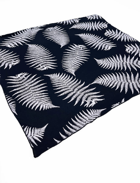 Black & White Fern Print Large Square Hair & Neck Scarf