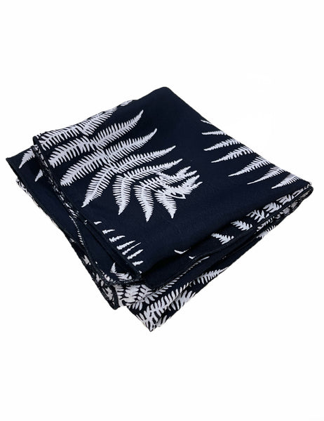 Black & White Fern Print Large Square Hair & Neck Scarf