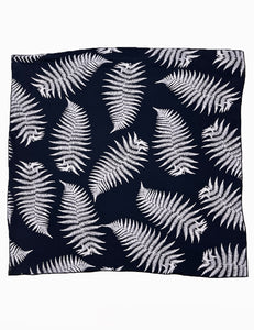 Black & White Fern Print Large Square Hair & Neck Scarf