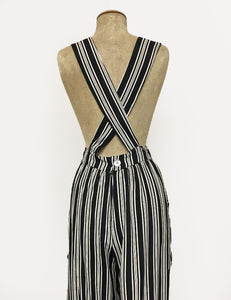 Black & White Noir Stripe Retro Rosie 1940s Style Bib Overalls