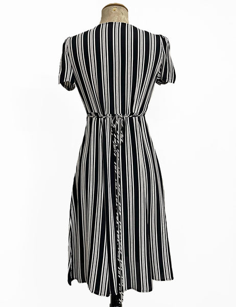 Black & White Noir Stripe Vintage Inspired Rita Dress
