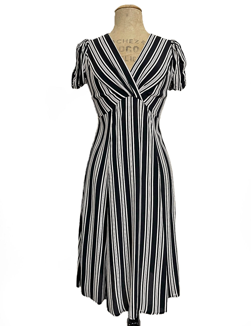 Black & White Noir Stripe Vintage Inspired Rita Dress