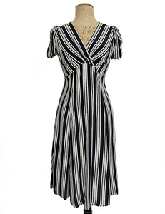 Black & White Noir Stripe Vintage Inspired Rita Dress