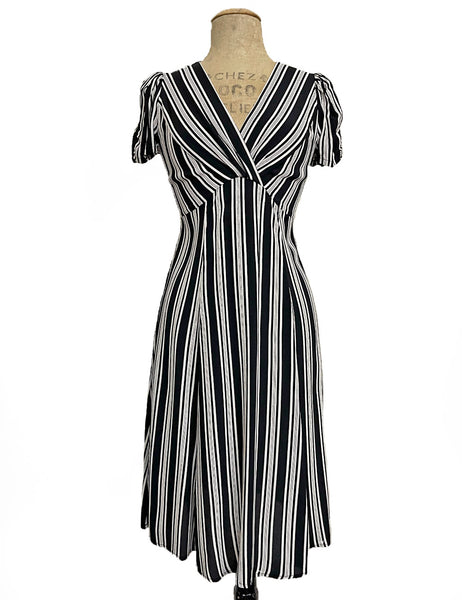 Black & White Noir Stripe Vintage Inspired Rita Dress