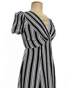 Black & White Noir Stripe Vintage Inspired Rita Dress