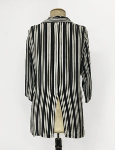 Black & White Noir Stripe Button Up Frankie Flyaway Top
