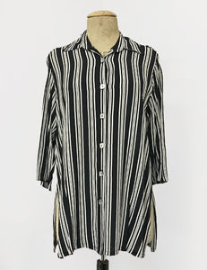 Black & White Noir Stripe Button Up Frankie Flyaway Top