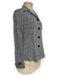 Black & White Stencil Floral 1940s Hepburn Blouse