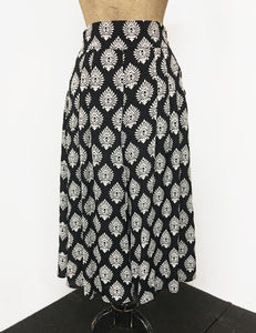 Black & White Turtle Stamp Retro High Waisted Wide Leg Culottes - FINAL SALE