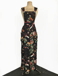 Black California Map Print Rosie 1940s Style Bib Overalls