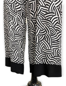 FINAL SALE - Black Deco Waves 1930s Style Louise Lounge Capri Pant