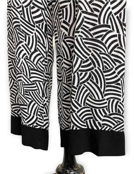 FINAL SALE - Black Deco Waves 1930s Style Louise Lounge Capri Pant