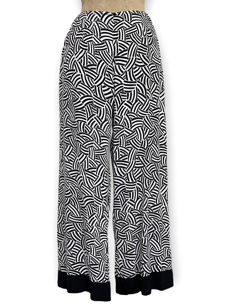 FINAL SALE - Black Deco Waves 1930s Style Louise Lounge Capri Pant