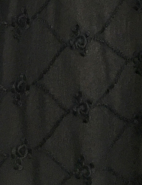 Sheer Black Embroidered Three Quarter Sleeve Vintage Day Dress