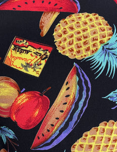 Black Farmers Market Fruit Print Retro Knee Length Rita Dress