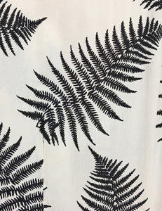 Ivory & Black Large Fern Print Cascade Wrap Dress
