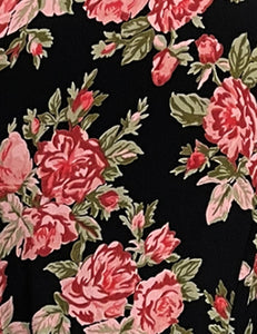 Black & Pink Corsage Floral Vintage Inspired Biasa Wrap Dress