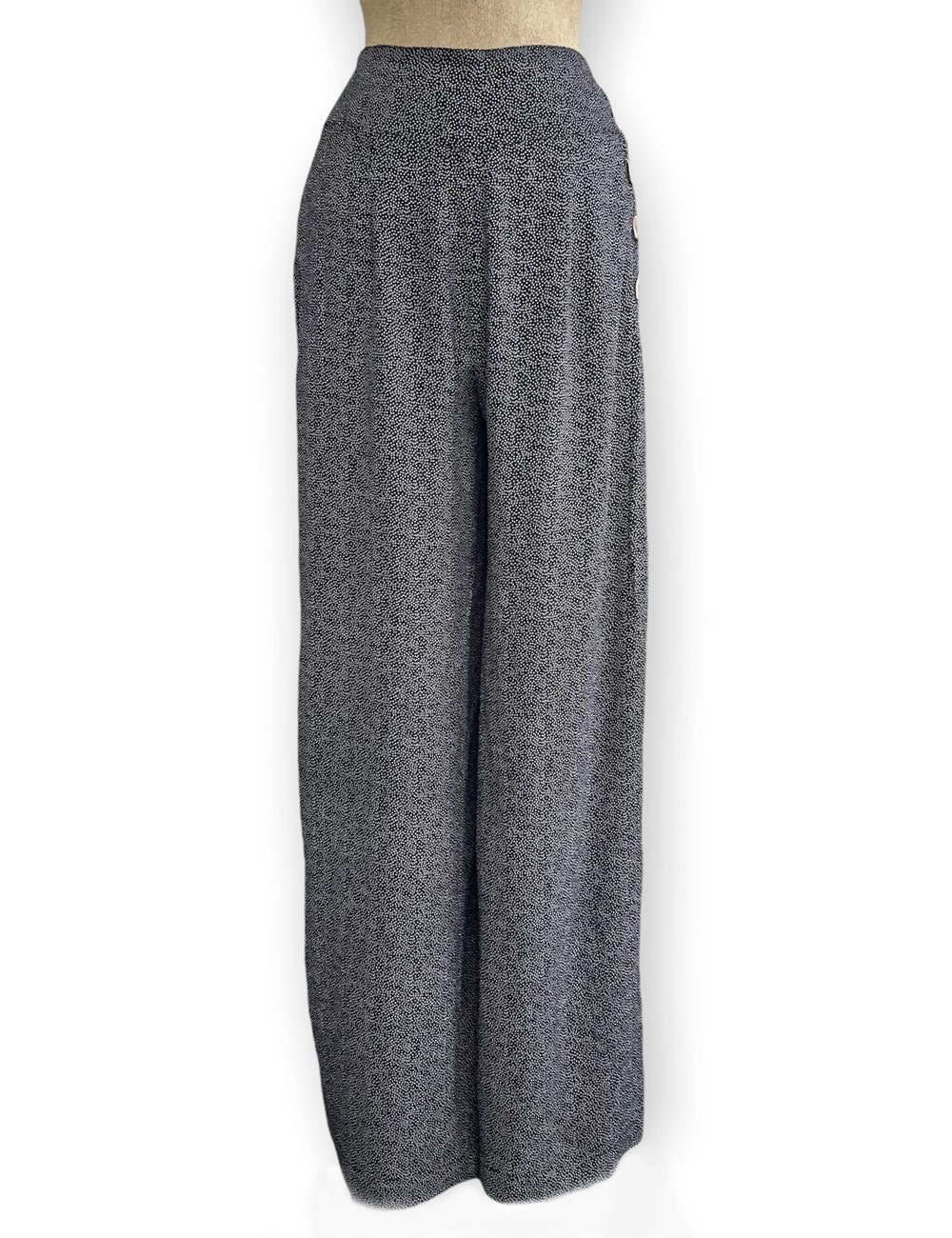 Black Pixie Dot 1940s Style High Waisted Palazzo Pants
