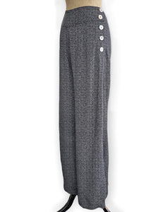 Black Pixie Dot 1940s Style High Waisted Palazzo Pants