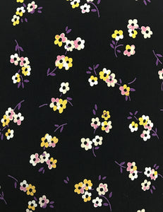 Black Sweet Floral Vintage Inspired Knee Length Rita Dress