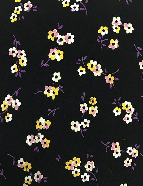 Black Sweet Floral Vintage Inspired Knee Length Rita Dress