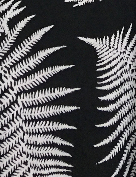 Black & White Fern Print Cascade Wrap Dress