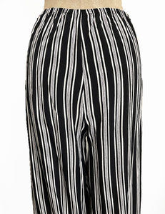 Black & White Noir Stripe Retro High Waisted Palazzo Pants