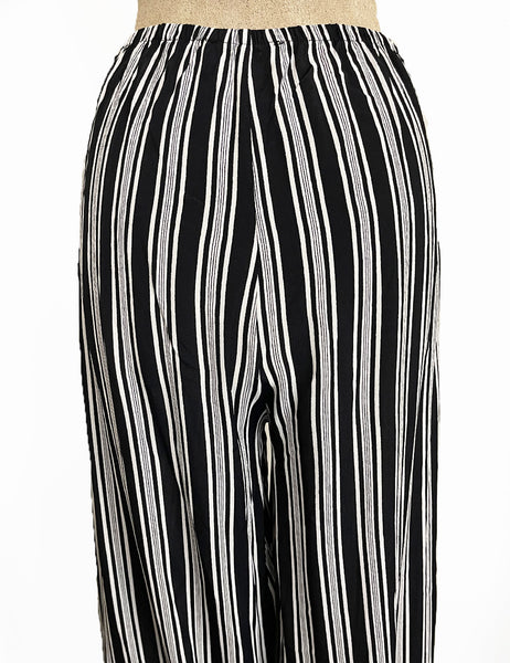 Black & White Noir Stripe Retro High Waisted Palazzo Pants