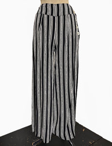 Black & White Noir Stripe Retro High Waisted Palazzo Pants