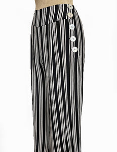 Black & White Noir Stripe Retro High Waisted Palazzo Pants