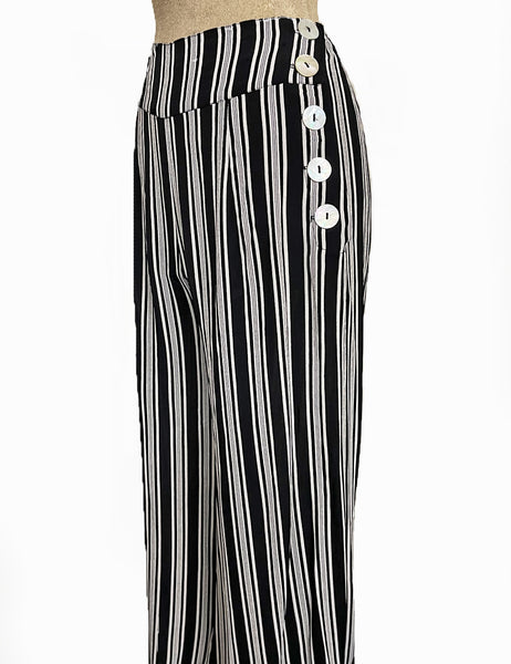 Black & White Noir Stripe Retro High Waisted Palazzo Pants