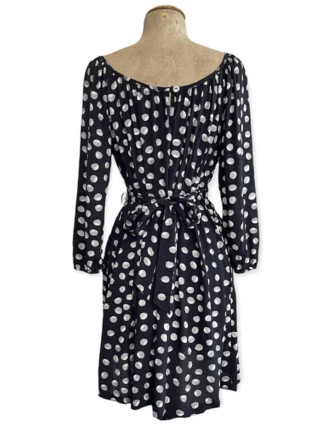 FINAL SALE - Black & White Seashell Polka Dot Maria Belted Sundress