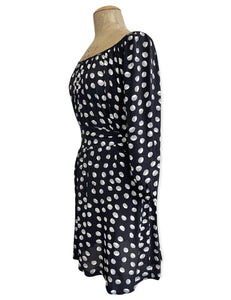 FINAL SALE - Black & White Seashell Polka Dot Maria Belted Sundress