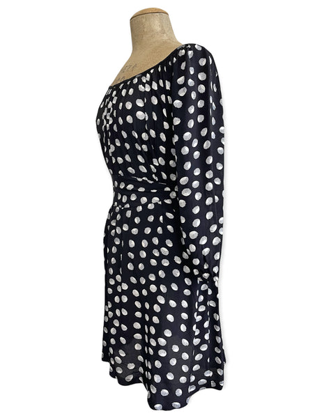 FINAL SALE - Black & White Seashell Polka Dot Maria Belted Sundress