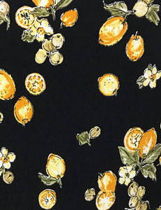 Black Vintage Lemon Print 1930s Venice Beach Balboa Swing Dress