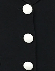 Solid Black Contrast Buttons Short Sleeve Vintage Day Dress - FINAL SALE