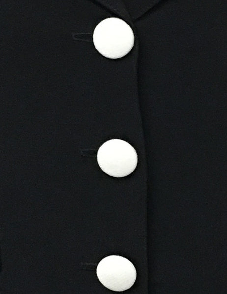 Solid Black Contrast Buttons Short Sleeve Vintage Day Dress - FINAL SALE