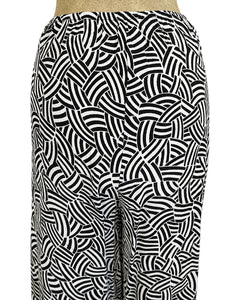 Black & White Deco Waves High Waisted Palazzo Pants