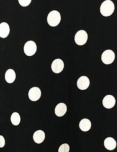 Long Sleeve Black & White Big Dot Cascade Wrap Dress - FINAL SALE